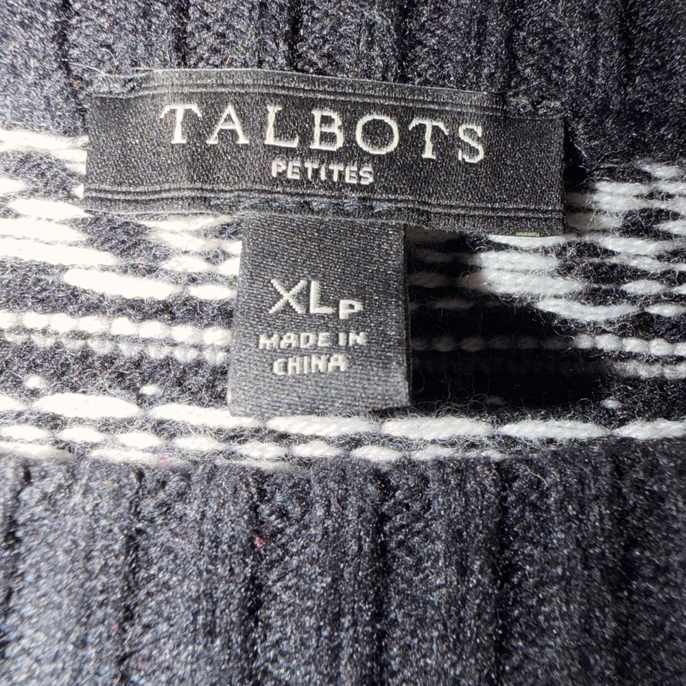 Talbots Black and White Patterned Raglan Sweater - Picture 3 of 5